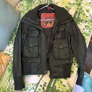 Grey Faux Leather Jacket Size Small